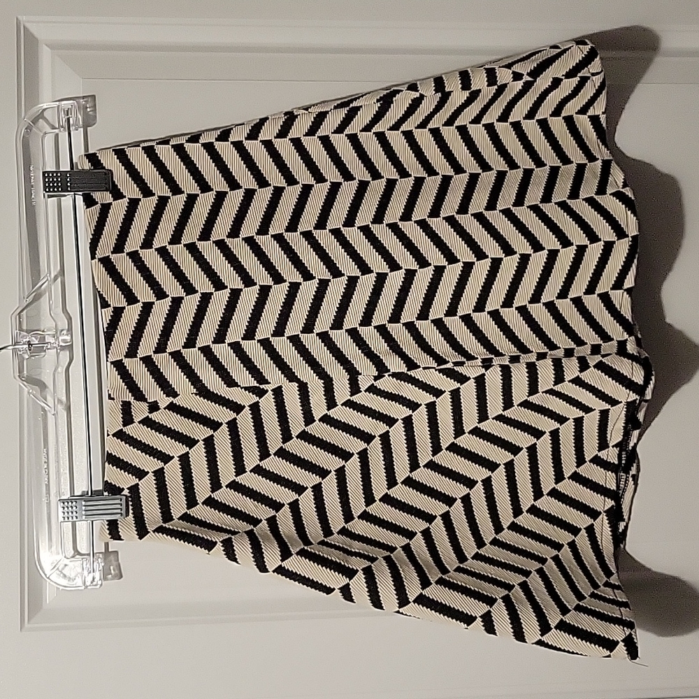 NWT Zara black and cream striped skater skirt, size S